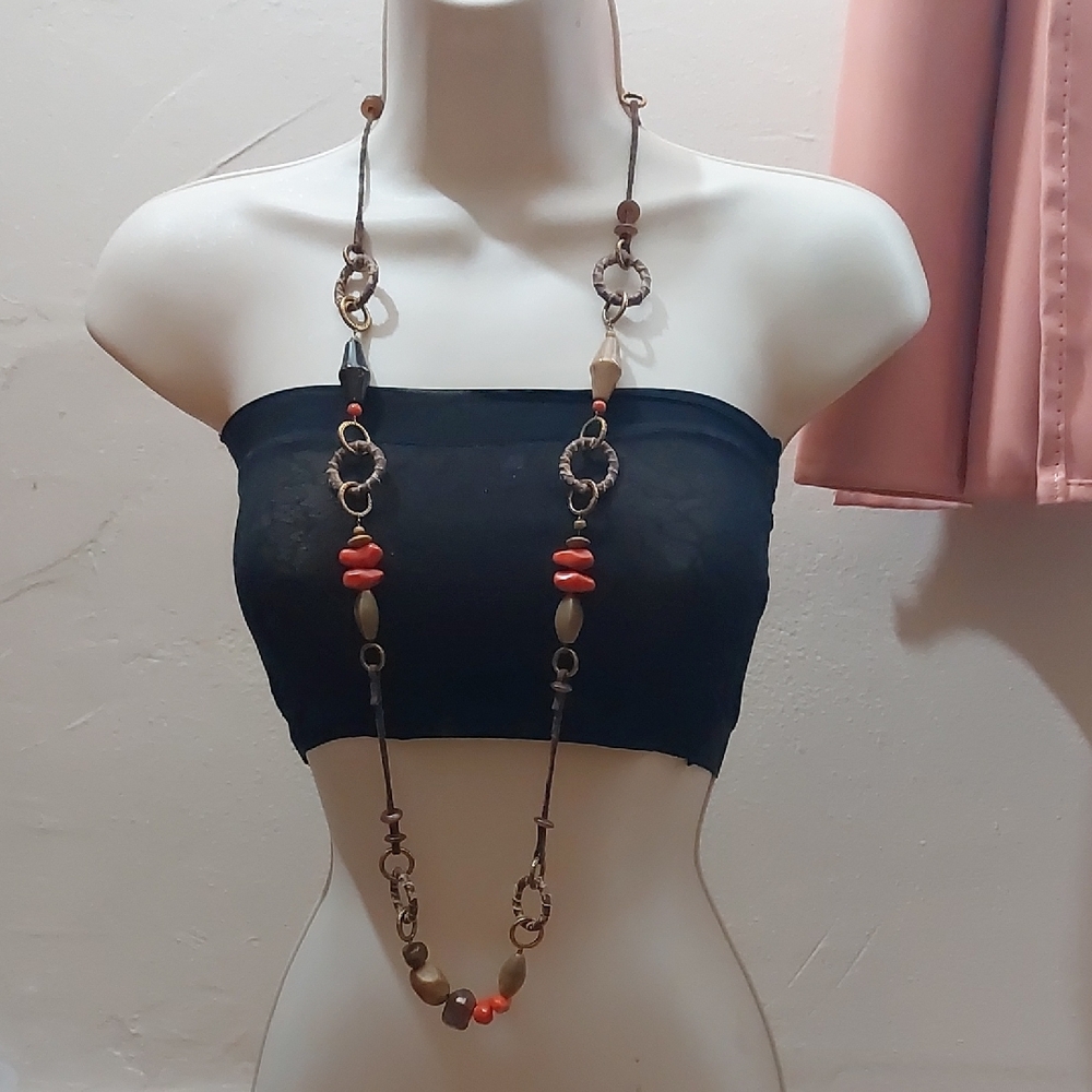 Vintage Y2K Coldwater Creek Mixed Media Boho Statement Necklace - Picture 1 of 6
